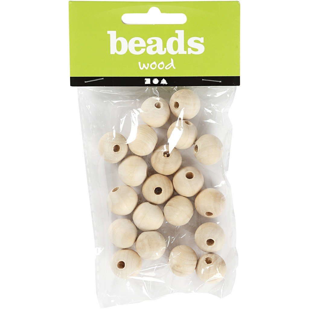 Wooden Bead, D: 15 mm, hole size 3 mm, china berry, 20pcs