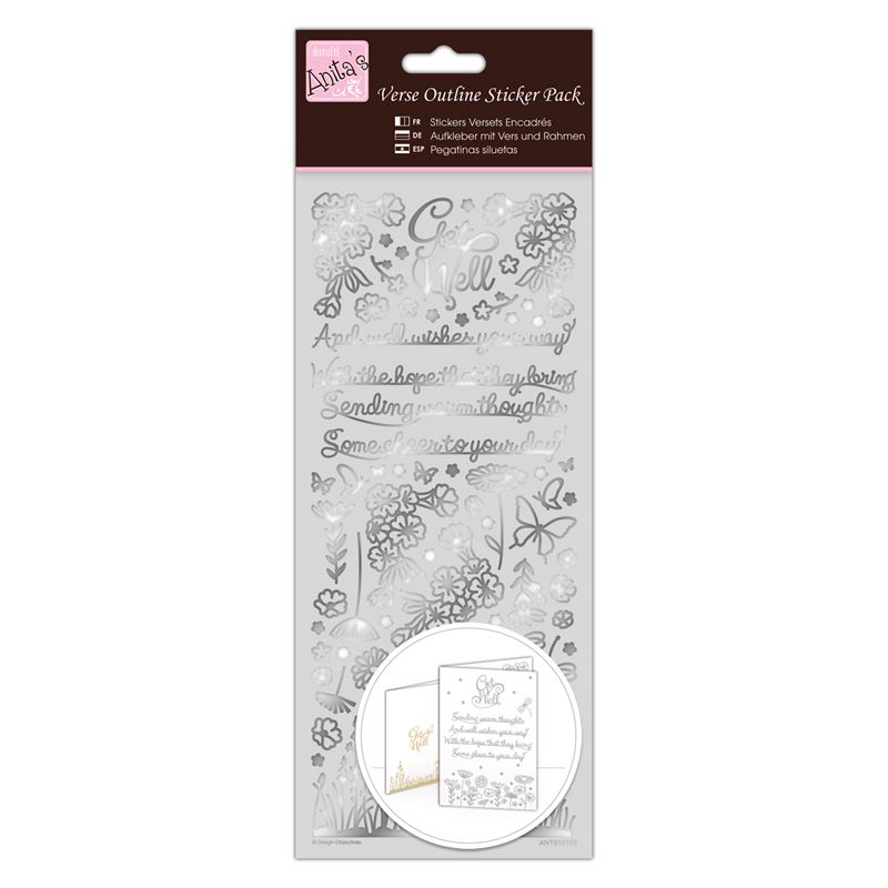 Outline Stickers - Verses - Get Well - Silver