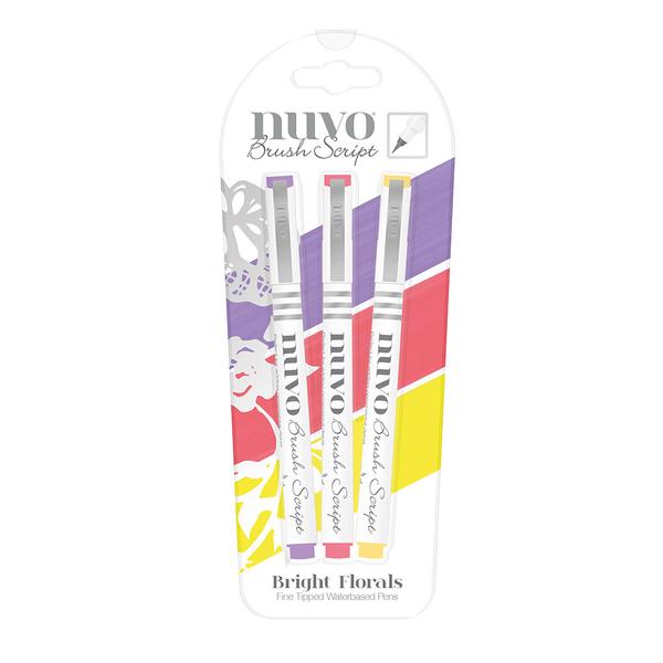 Nuvo Brush Script Pens - Bright Florals