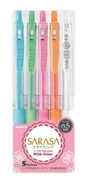 Pastel Gel Pens by Sarasa - SARASA CLIP GEL 0.5 MILK 5PK WALLET