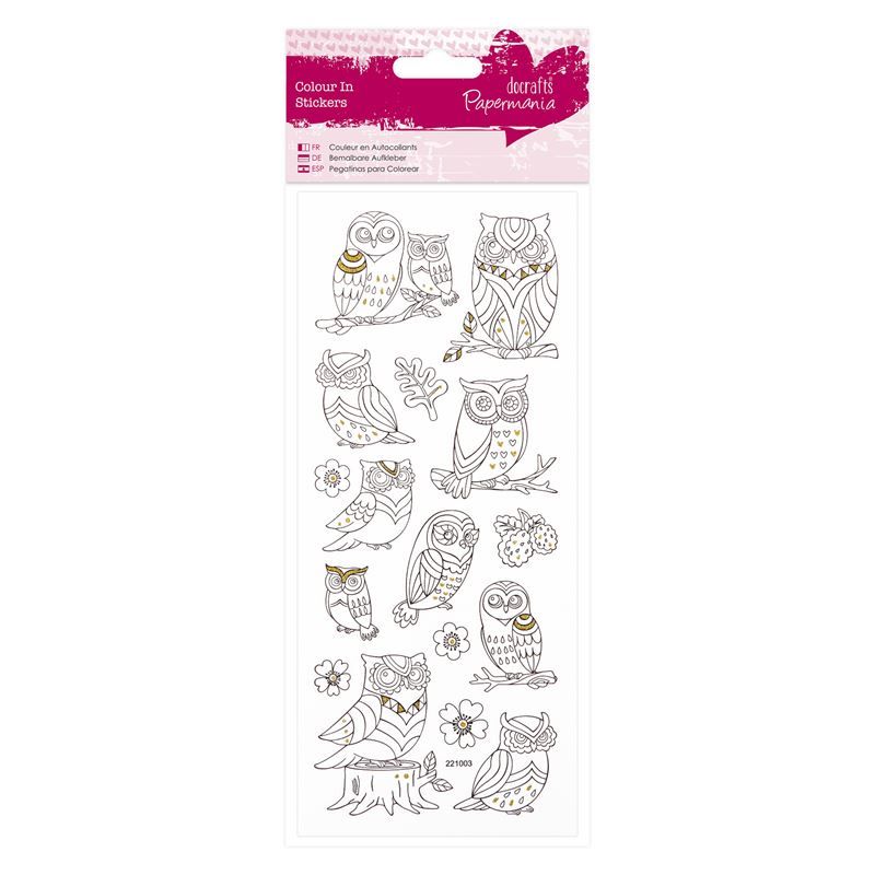 Colour In Glitter Stickers - Owls