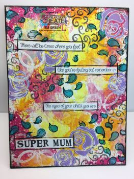 mum life canvas with rose stencil