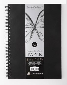 A4 Artsist Hardback spiral sketchbook Black cover wiro