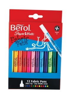 Berol Colur Fabric Pens - Wallet of 12
