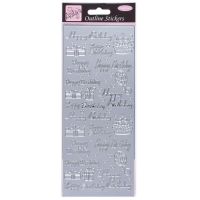 Outline Stickers - Happy Birthday Assorted - Silver