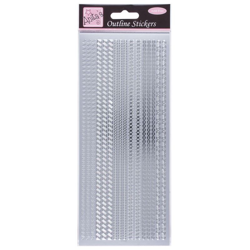 Outline Stickers - Assorted Borders - Silver