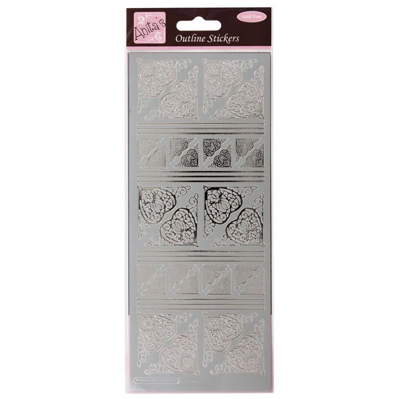 Outline Stickers - Celtic Heart Corners - Silver