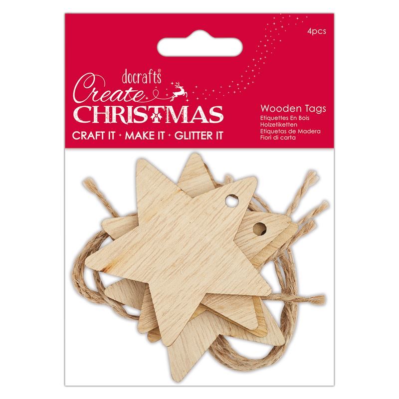 Wooden Tags (4pcs) - Star - Create Christmas
