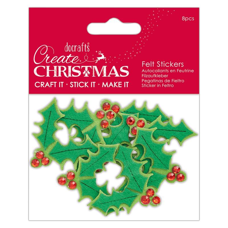 Felt Holly Stickers (8 pcs) - Create Christmas