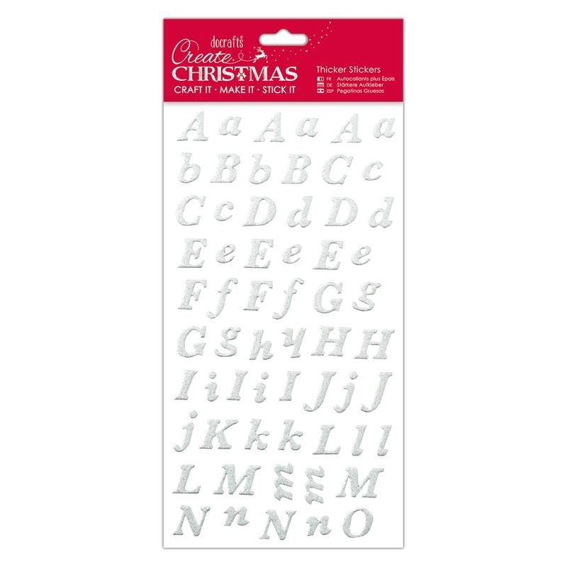 Christmas Alphabet Thicker Stickers - Silver Glitter