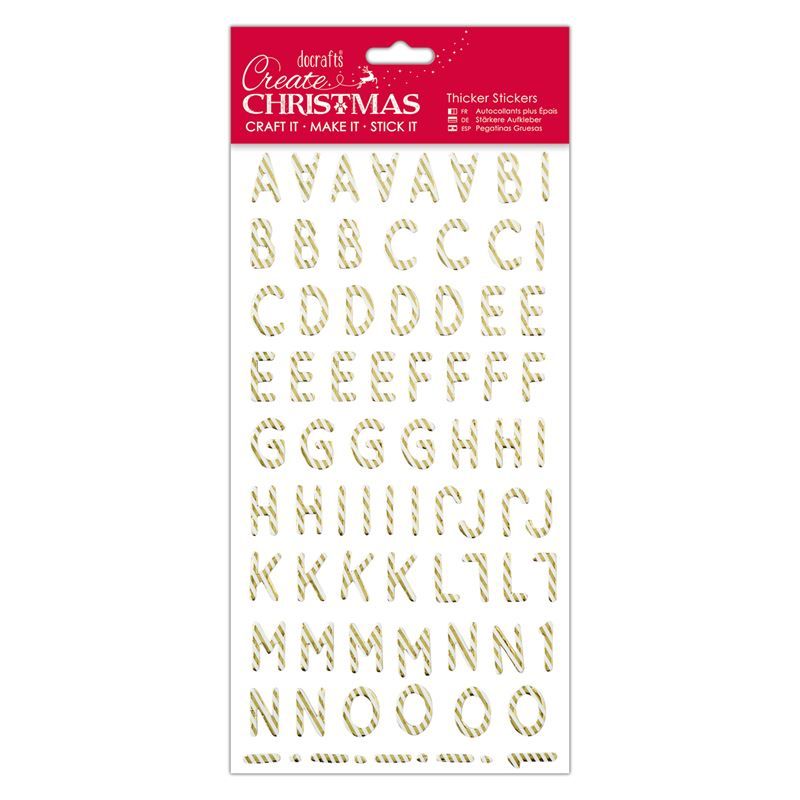 Christmas Alphabet Thicker Stickers - Gold Candy Stripe