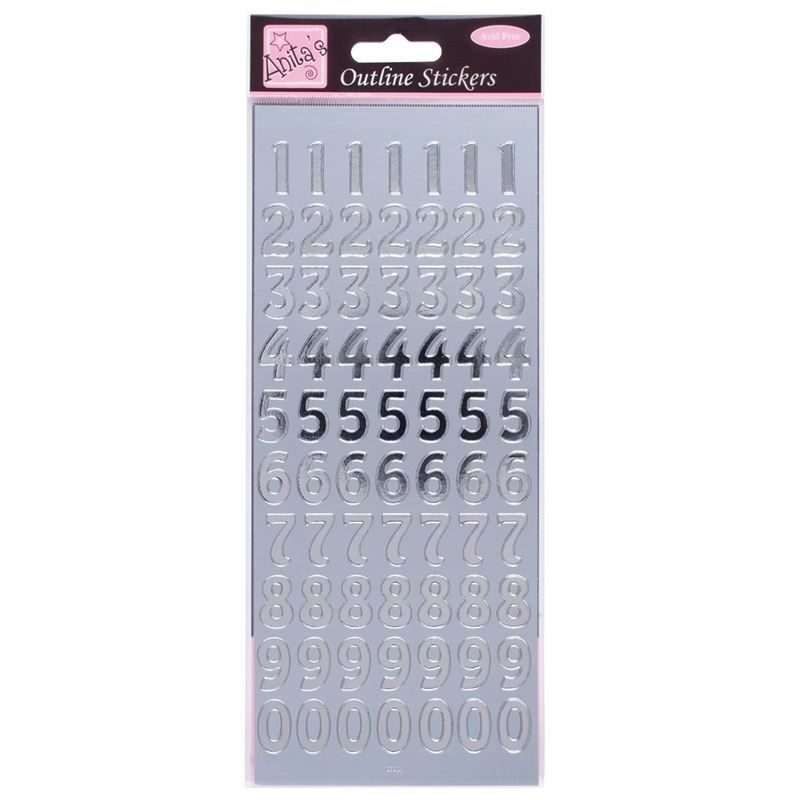 Outline Stickers - Large Numbers - Silver