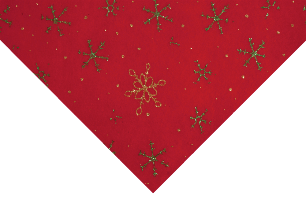 Glitter Snowflakes Red Felt 23 x 30cm