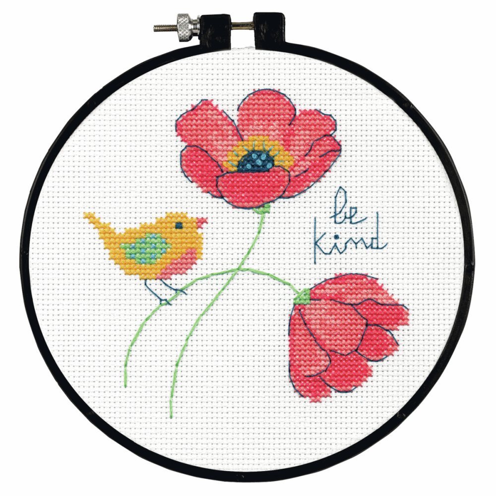 Counted Cross Stitch Kit with Hoop, Be Kind