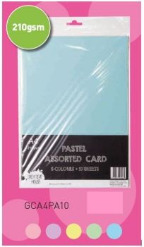 A4 210gsm Pastel Coloured Card 10 Sheets | Creative House