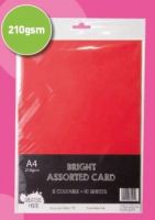A4 210gsm Bright Coloured Card 10 Sheets Creative House