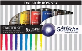 Daler Rowney Aquafine Gouache 6 x 15ml Set