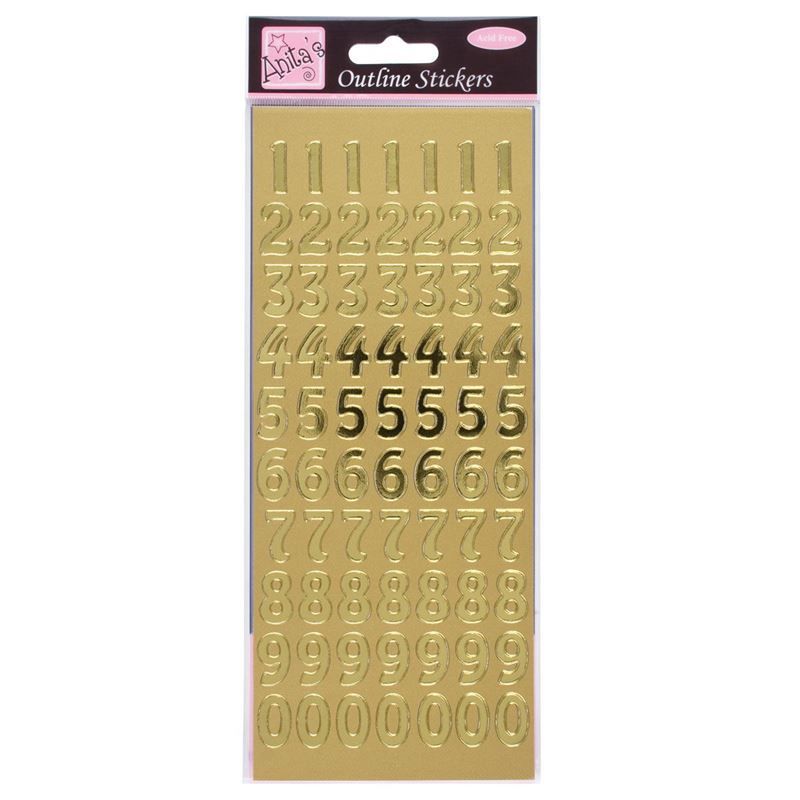 Outline Stickers - Large Numbers - Gold