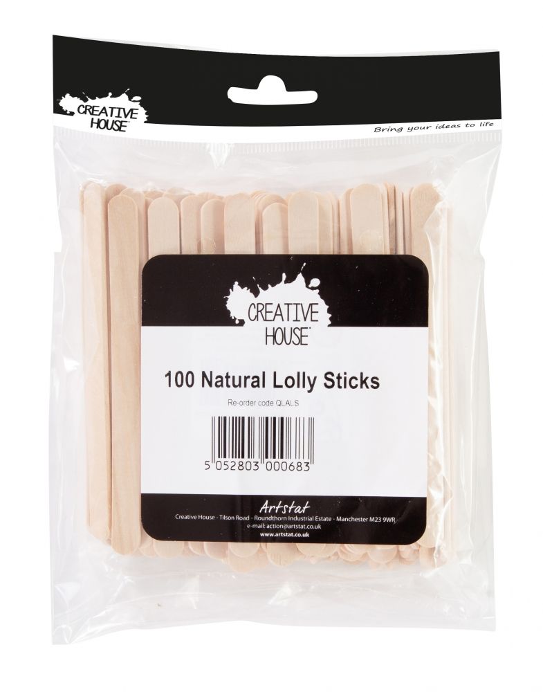 Natural Lolly Sticks - 100pk 