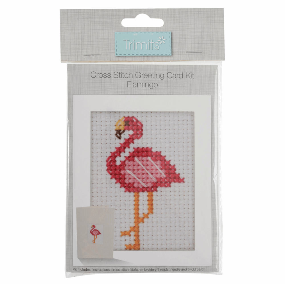 Counted Cross Stitch Kit: Card: Flamingo