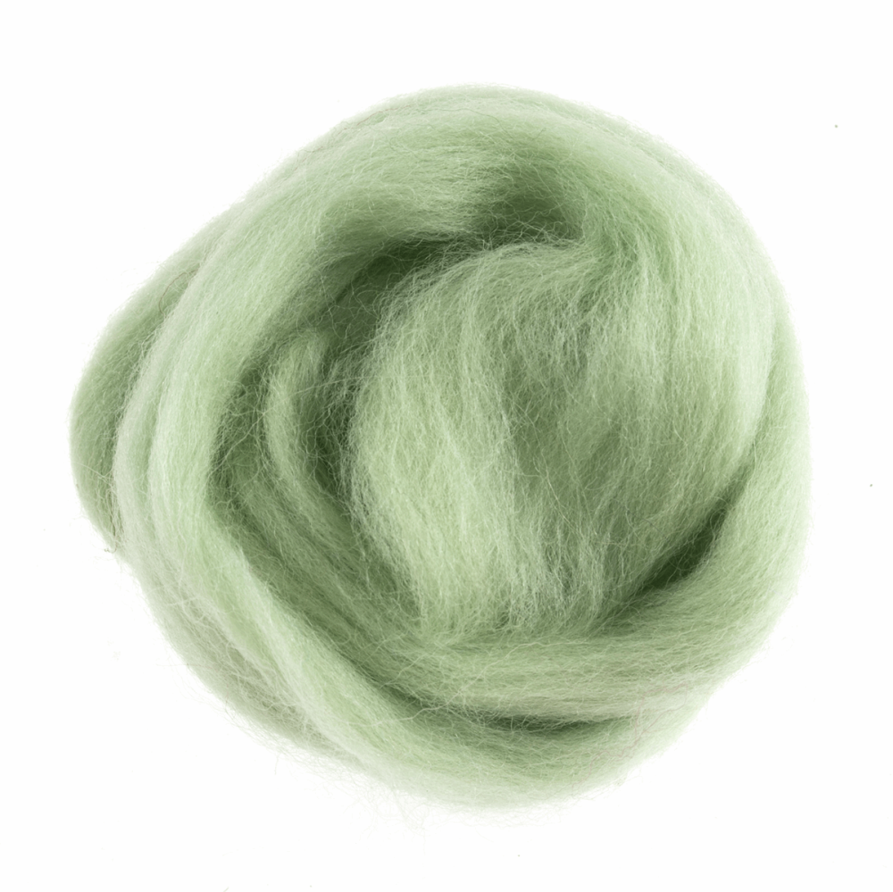 Natural Wool Roving: 10g: Mint Green