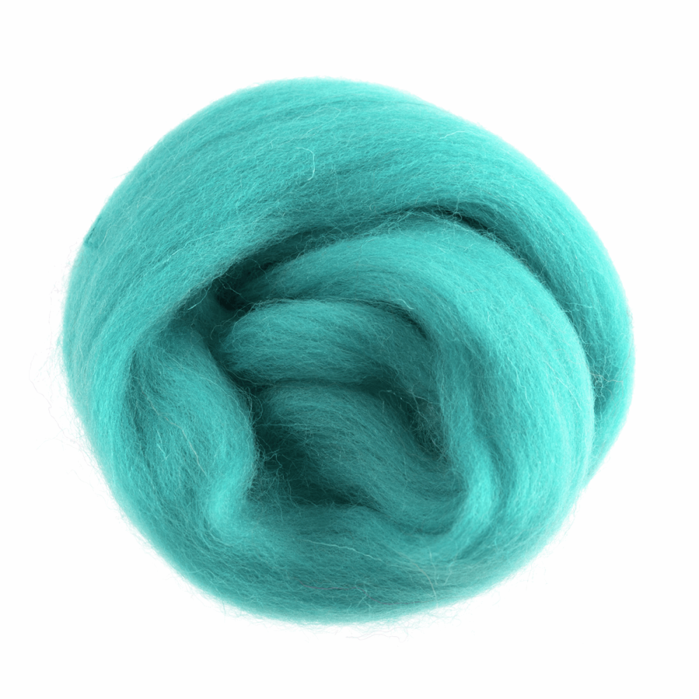 Natural Wool Roving: 10g: Teal