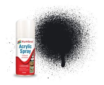 HUMBROL 85 BLACK SATIN 150ml ACRYLIC SPRAY