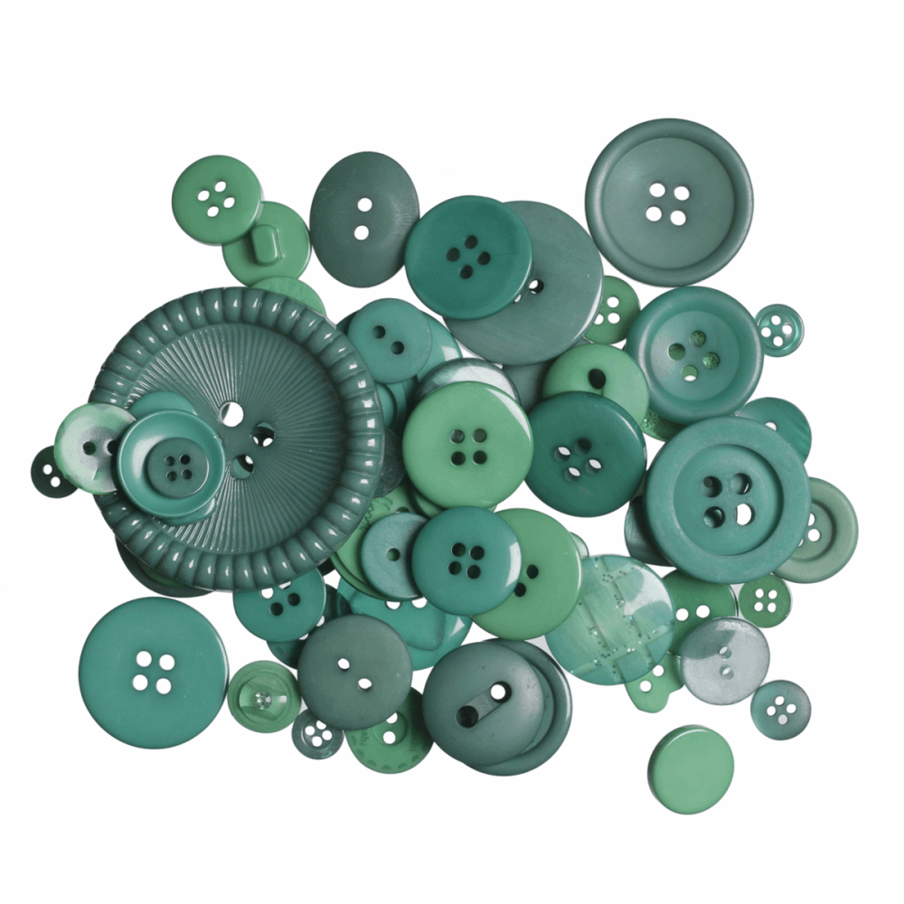Bag of Craft Buttons: Assorted Green: 50g