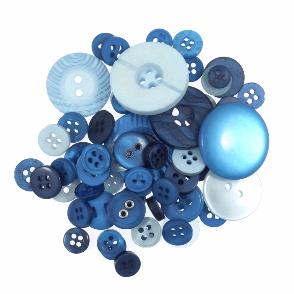 Bag of Craft Buttons: Assorted Blue: 50g