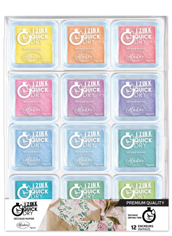 Izink Quick Dry Pigment Ink Pads - Pastel set of 12 