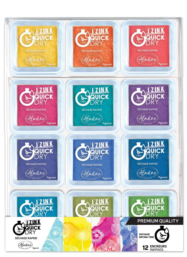 Izink Quick Dry Pigment Ink Pads - Bright set of 12 
