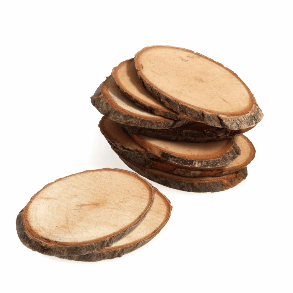 Wooden Tree Trunk Pieces: 4.7 x 7cm: Pack of 9: Natural