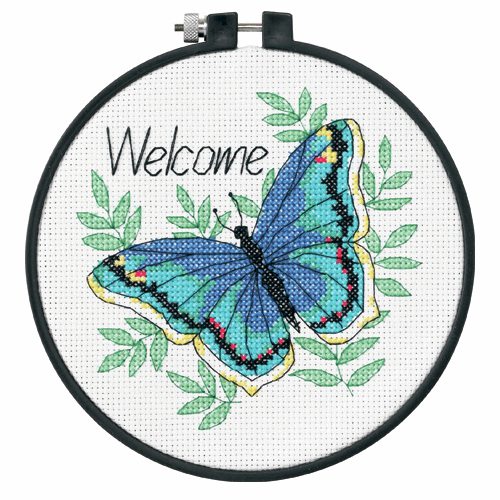 Learn-a-Craft: Counted Cross Stitch Kit with Hoop: Welcome Butterfly