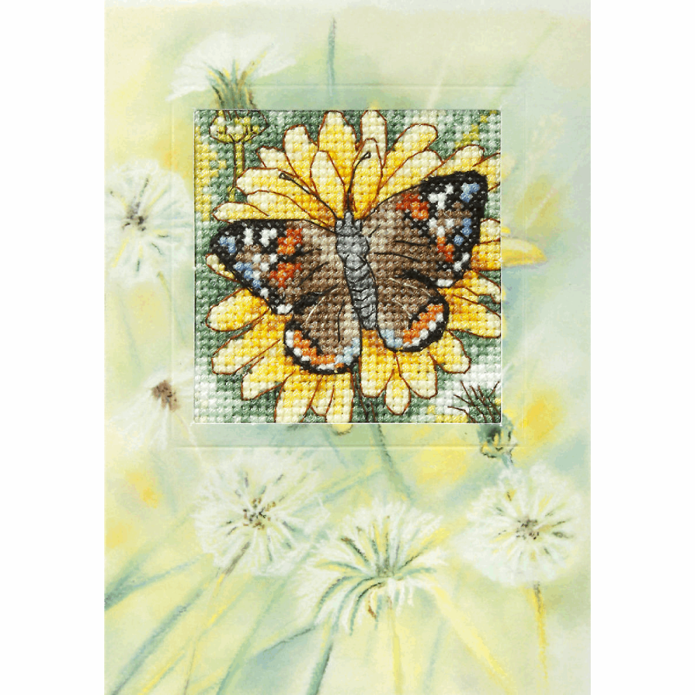 Counted Cross Stitch Kit: Greetings Card: Butterfly and Sunflower