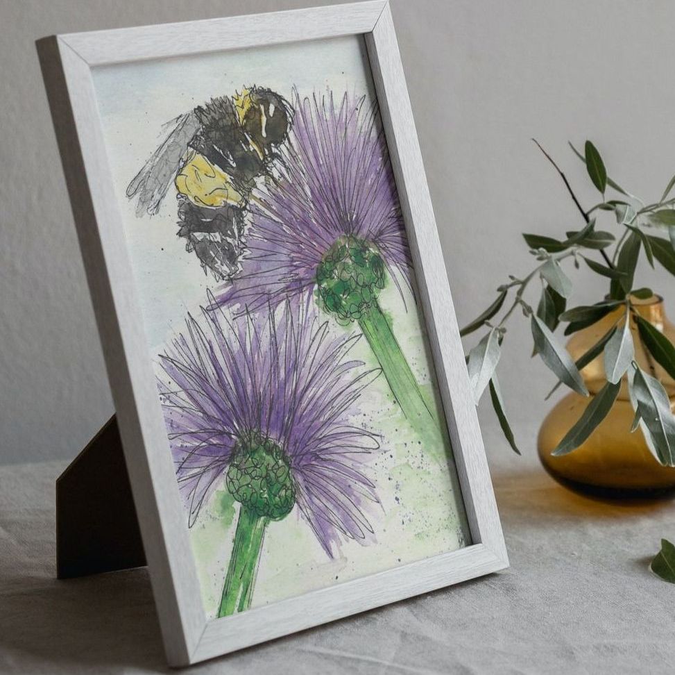 Bee & Flowers | A4 Print