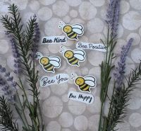 Bee Sticker Pack | Cute bees & bee themed quotes | Stickers designed by Kerri-Ann Betty 