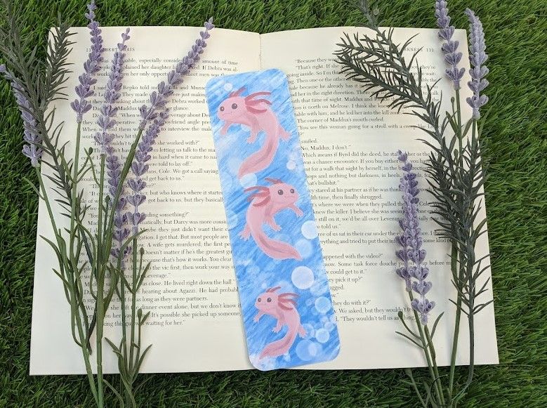 Axolotl Bookmark | Matte finish or Laminated | Bookmarks designed by KB 
