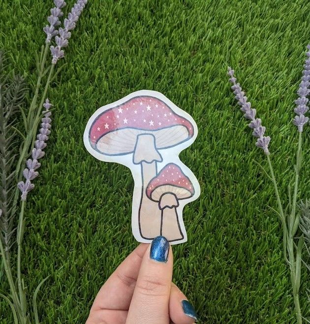 Toadstools Sticker (Large) | Single Sticker | Available in Matte, Gloss or Holographic 
