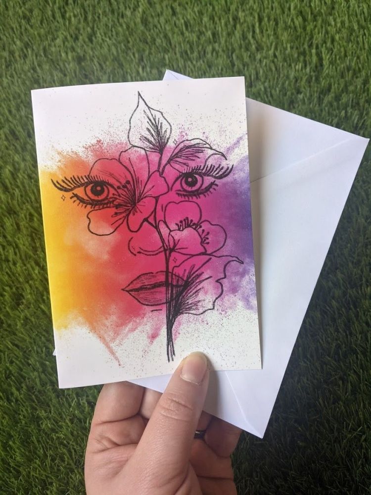 Green Lady Vibrant | Greetings Card 