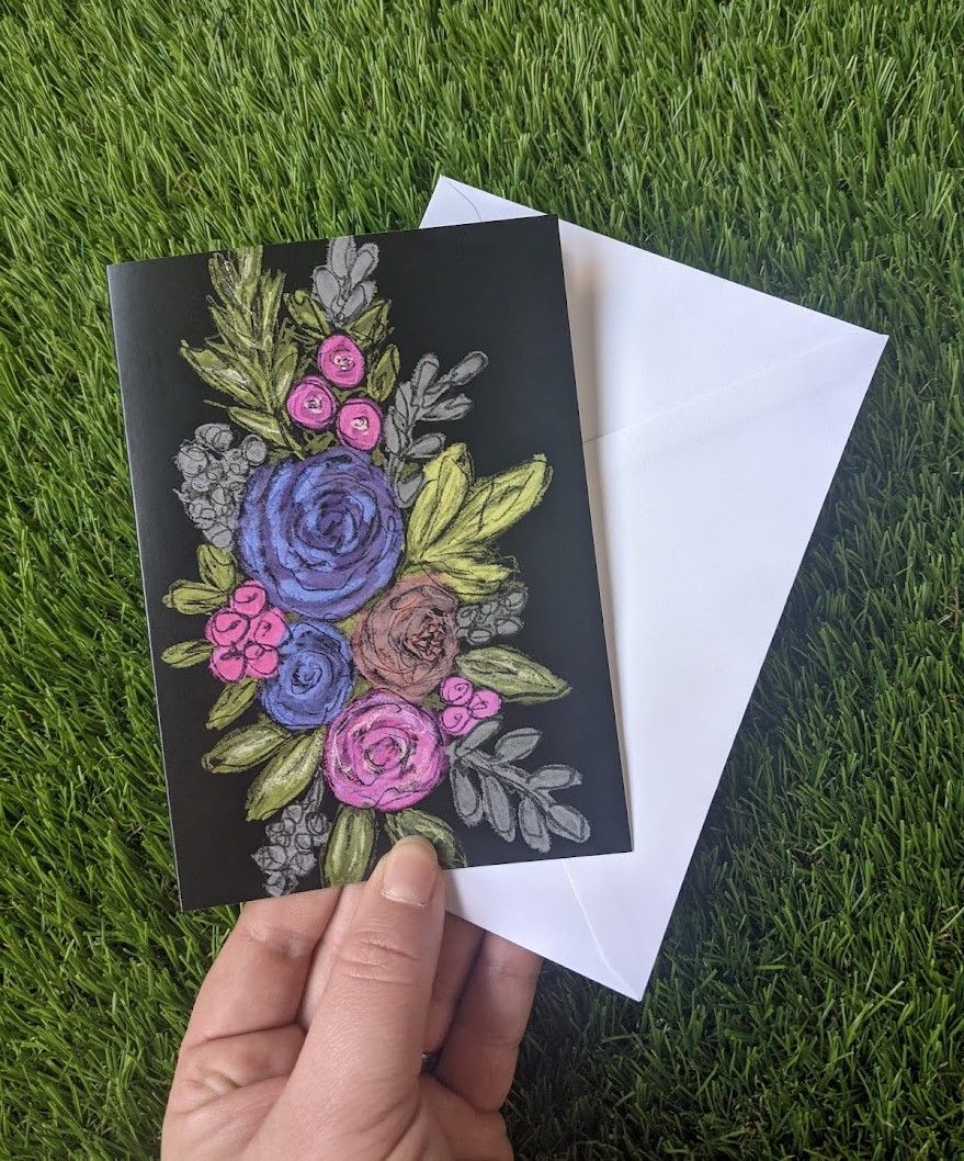 Soft Chalk Flowers | Greetings Card 