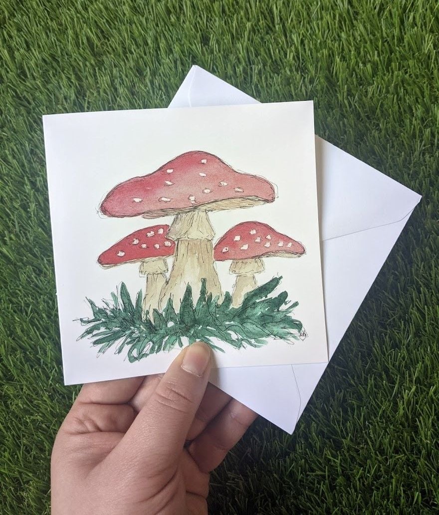 Toadstools Card | Small Square Card 