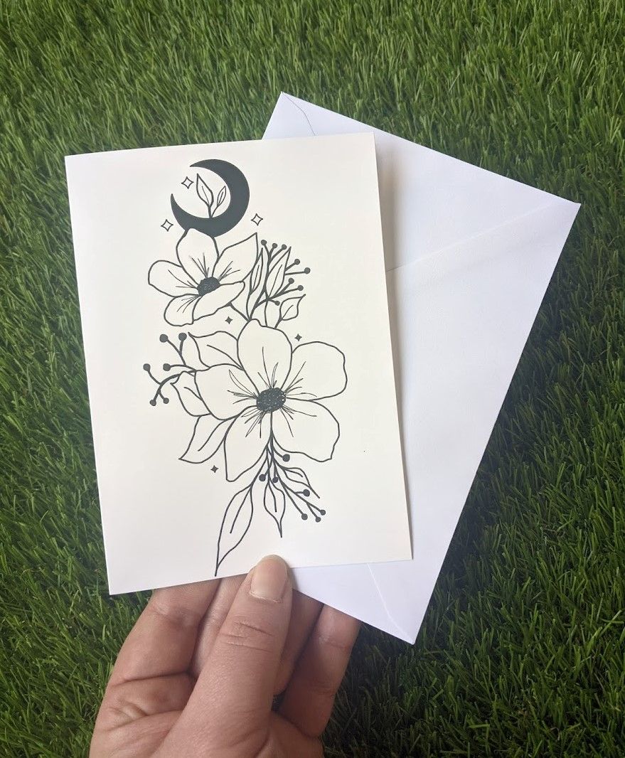 Floral Moon | Greetings Card 