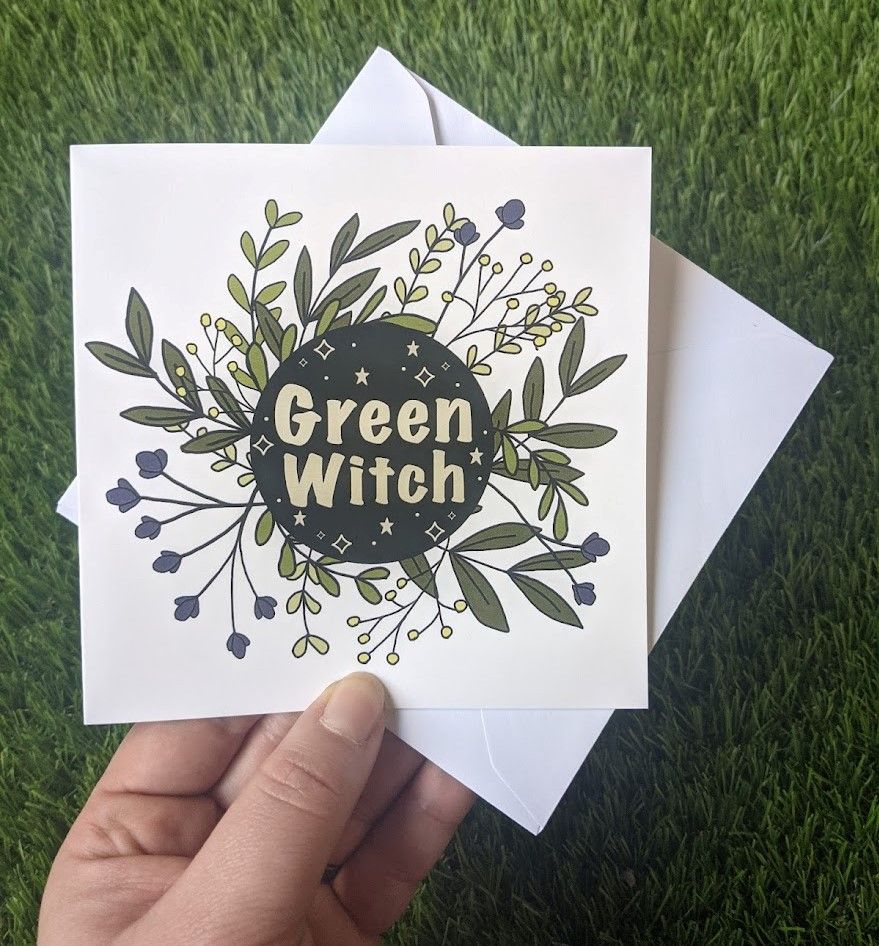 Green Witch Wreath | Greetings Card 