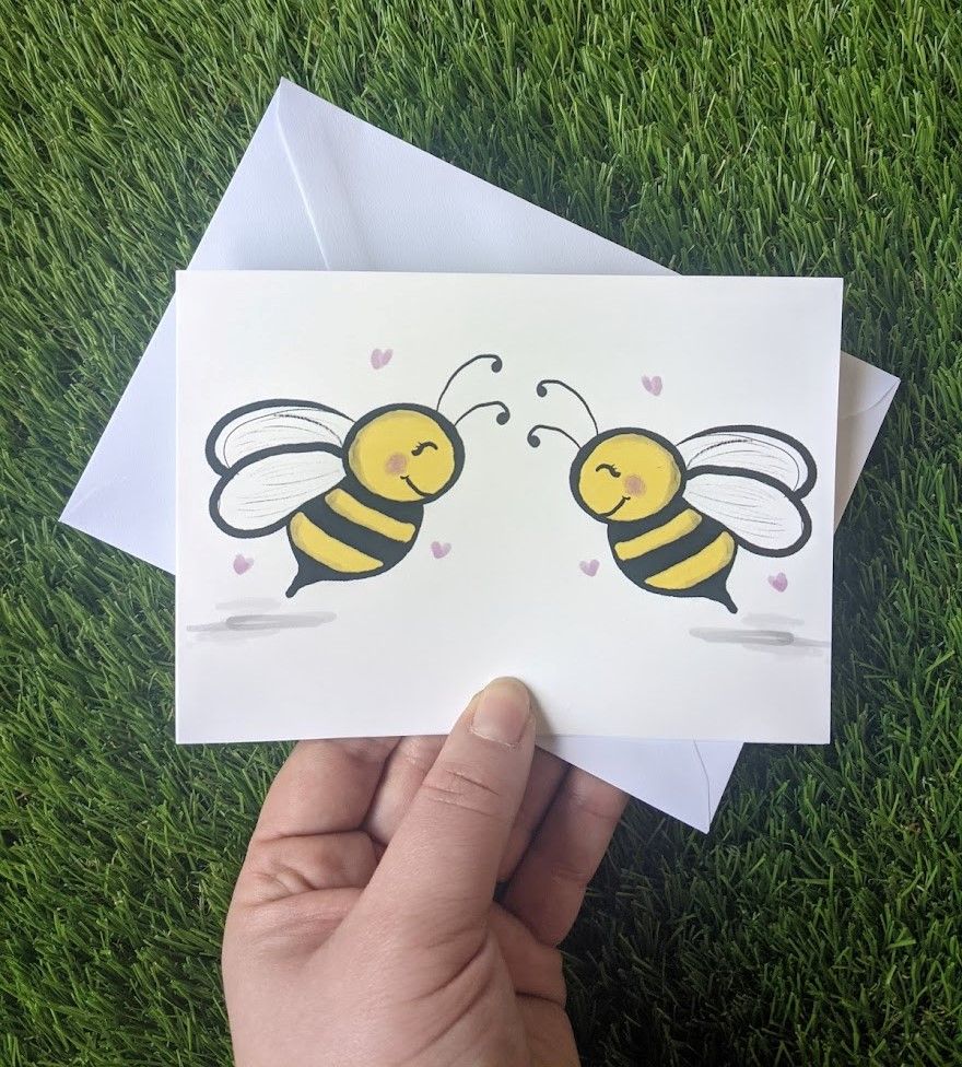 Bees in love | Small Rectangle Card 