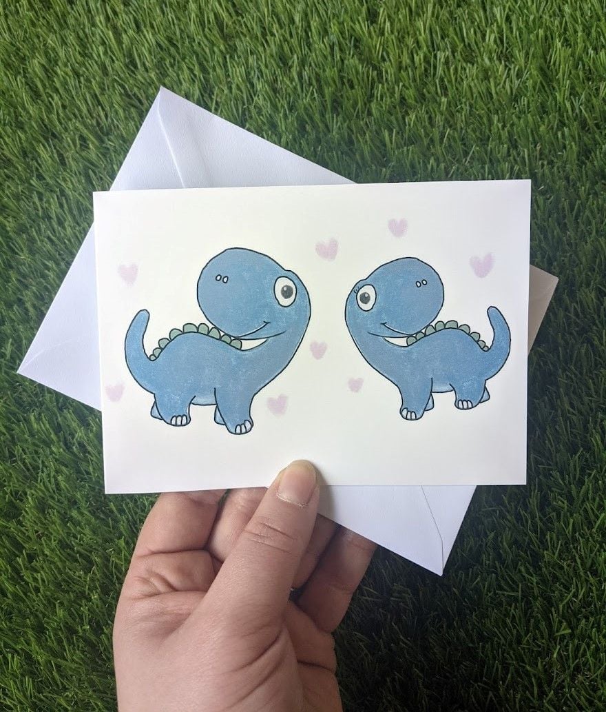 Dinos in love | Small Rectangle Card 