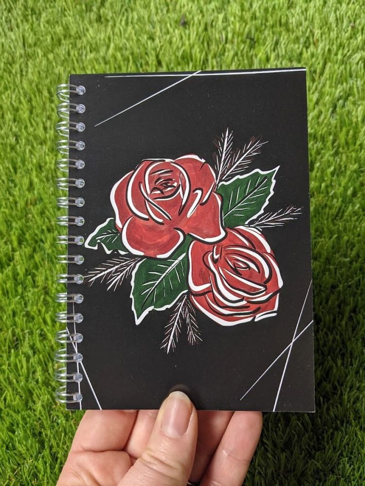 Notebook | Tattoo Roses | Wirebound | Lined or blank pages available | Artwork by Kerri-Ann Betty 