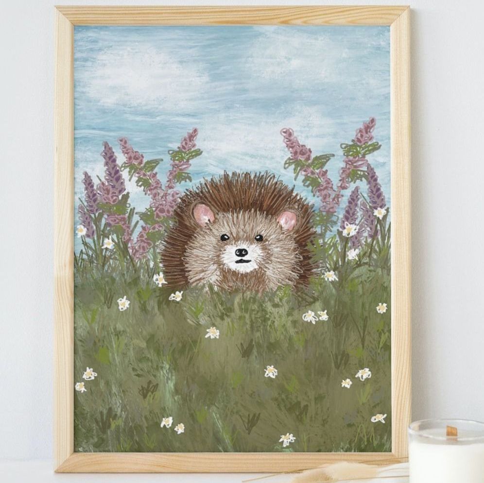 Hedgehog in a meadow | Art Print | A4