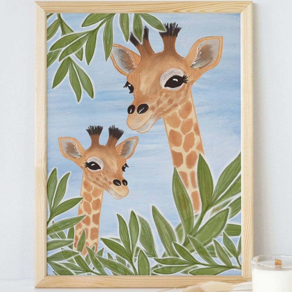 Giraffe Family | Art Print | A4