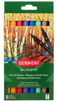 ACADEMY TWIN-TIP-BRUSH MARKERS 8CT