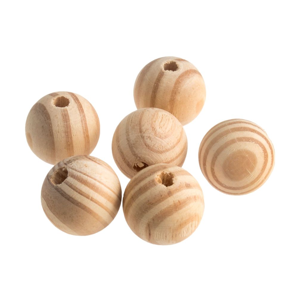 Wooden Craft Beads: 30mm: 6 Pieces